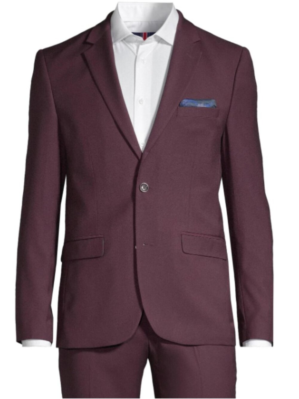 Soul of London Notch Lapel Slim Fit Suit Burgundy BNWT 40